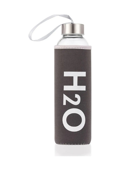 H2o Peluş Kılıflı Cam Matara - Mix Siyah
