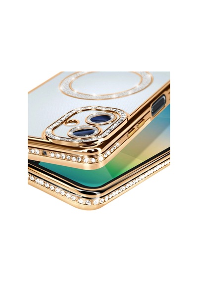 Samsung Uyumlu Galaxy A06 Joke Simli Magneticsafe Kılıf Altın
