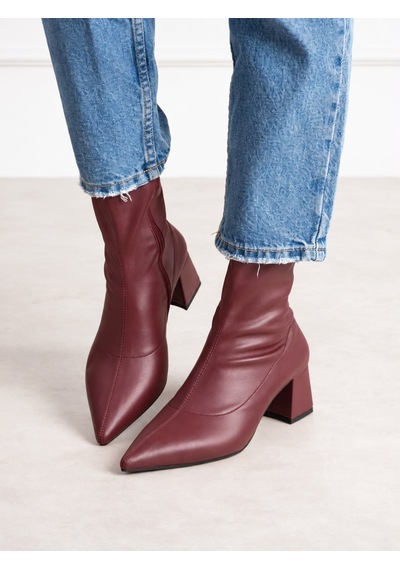Dabab Shoes Bega Kadın Bordo Streç Cilt Sivri Burun Fermuarlı 6 Cm Kalın Topuklu Bot Bootie Dabab Shoes Bega Kadın Bordo Streç Cilt Sivri Burun Fermuarlı 6 Cm Kalın Topuklu Bot Bootie