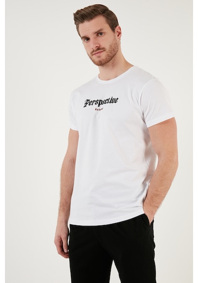 Buratti Pamuklu Slim Fit Bisiklet Yaka Erkek T Shirt 541Perspective Beyaz