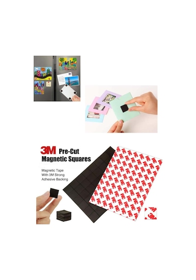 100 Adet Yapışkanlı Kare Mıknatıs Magnet 3m Bantlı Nişan Bebek Kına Dolap Süsleme Magneti