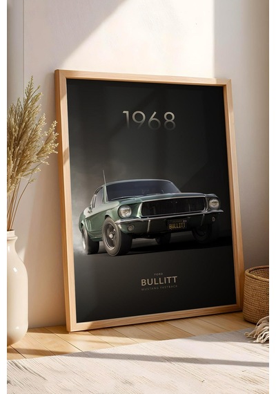 1968 Ford Bullitt Mustang Fastback Çerçeveli Tablo - Special Edition Car Poster
