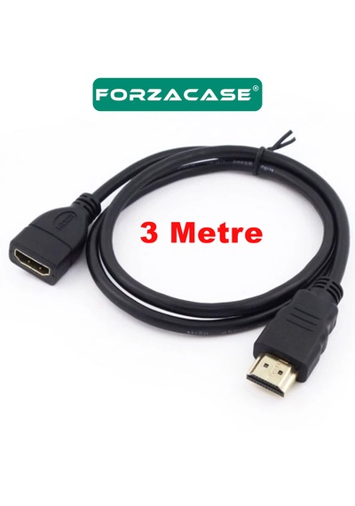 Forzacase Hd 1080p Tv Pc Projeksiyon Uyumlu Hdmi Uzatma Kablosu Dişi Erkek 3 Metre - Fc1189