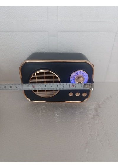 Nostaljik Retro Radio Parlak Kaplama Bluetooth Bağlantılı Hoparlör - Siyah- Tek Ebat
