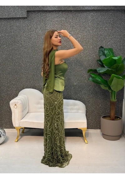 E&a Eren Abiye Bebe Mavisi Straplez Inclı Balık Abıye Haki