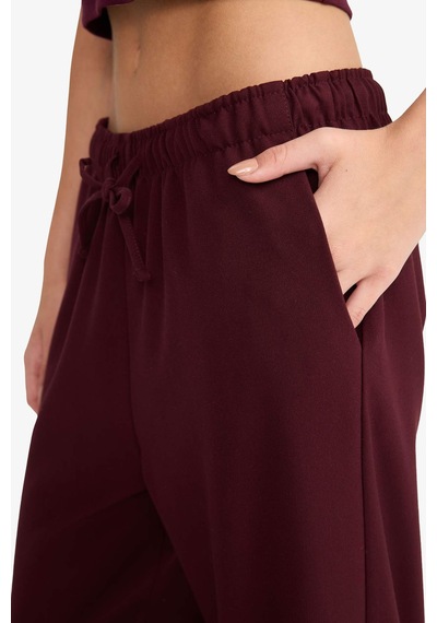 Defacto Wide Leg Normal Bel Standart Boy Pantolon C1428AX25AU Bordo