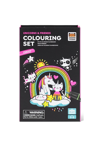 Tiger Tribe Neon Boyama Seti - Unicorns And Friends Açık Gri