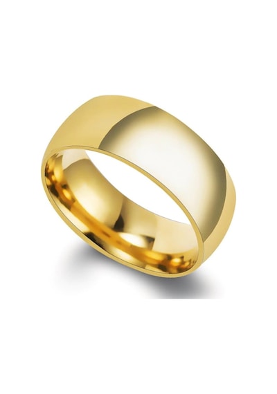 Unisex 8mm Geniş Bombeli Çelik Alyans Yüzük Cl19 001