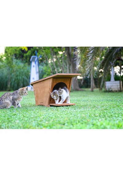 MANDU Ahşap Mini Kedi Evi (Yeni Doğan evi)