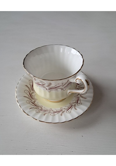 Paragon Floral Antika Duble Boy Kahve Fincanı Fine Bone China Krem