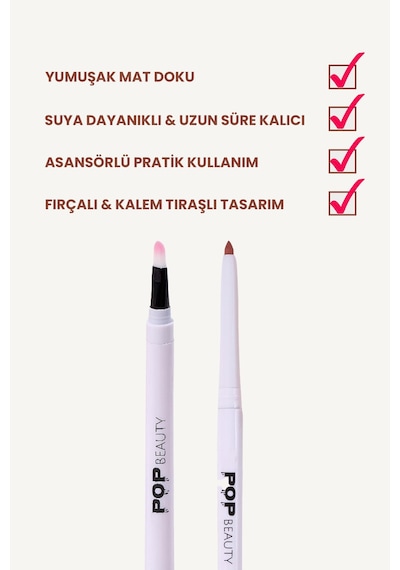 Pop Beauty Waterproof Suya Dayanıklı Asansörlü Dudak Kalemi New Whirl