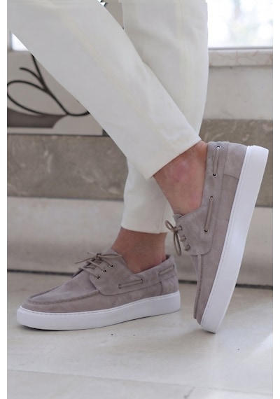 Shoetyle - Hakiki Süet Deri Bej Rengi Günlük Erkek Ayakkabı - 115-k512-1065-1612