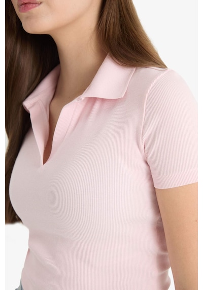 Defacto Fitted Polo Yaka Fitilli Kaşkorse Kısa Kollu Tişört A0379ax25smpn648 Pembe Defacto Fitted Polo Yaka Fitilli Kaşkorse Kısa Kollu Tişört A0379ax25smpn648 Pembe