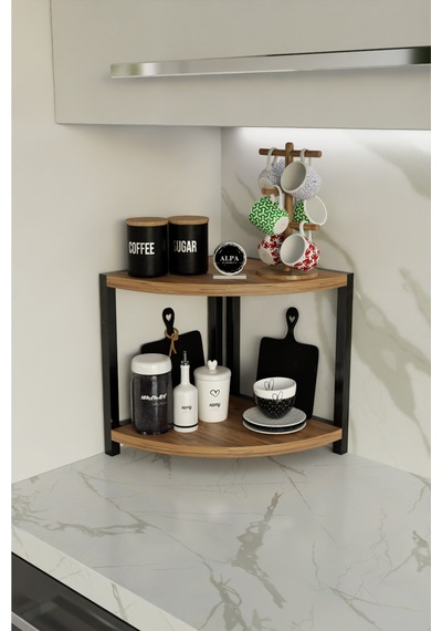 İki Raflı Mutfak Köşe Oval Düzenleyici Raf Metal Gövdeli Çok Amaçlı Mutfak Standı Baharatlık Atlantik Çam İki Raflı Mutfak Köşe Oval Düzenleyici Raf Metal Gövdeli Çok Amaçlı Mutfak Standı Baharatlık Atlantik Çam