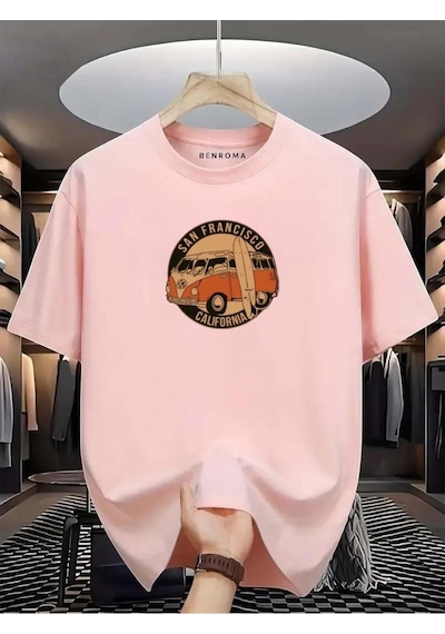 Woswos Baskılı Oversize Tişört Pembe