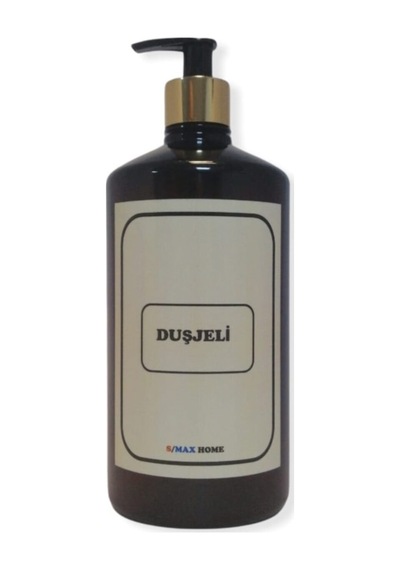 Amber Cam Görünümlü Plastik Şişe Pompalı 1000 Ml Duş Jeli Etiketli Amber Amber