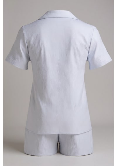Soft Touch Gri Ayı Desenli Şortlu Dokuma Pijama Seti