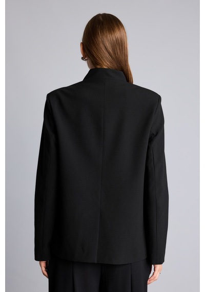 Defacto Oversıze Hakim Yaka Blazer Ceket H1118ax26aubk81 Siyah-bk81
