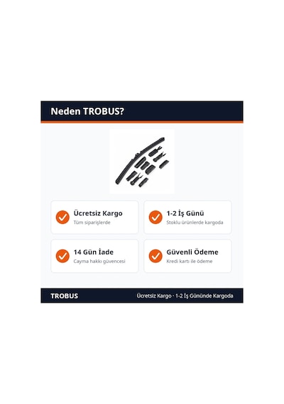 Trobus Universal Ön Cam Muz Silecek Süpürgesi 12 Aparatlı 450 Mm