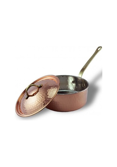 Turna Bakır İtalyan Tencere Tek Kulp 5 No 26 CM El Dövme Kırmızı