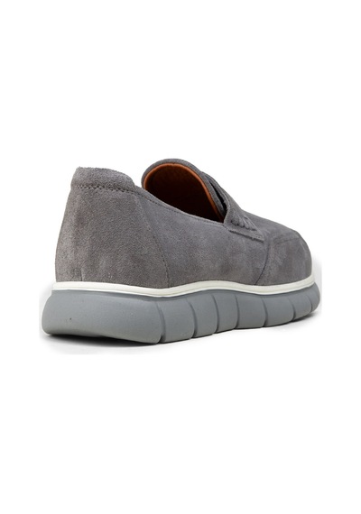 Deery Erkek Gri Hakiki Süet Loafer Ayakkabı - 02045mgrıe01