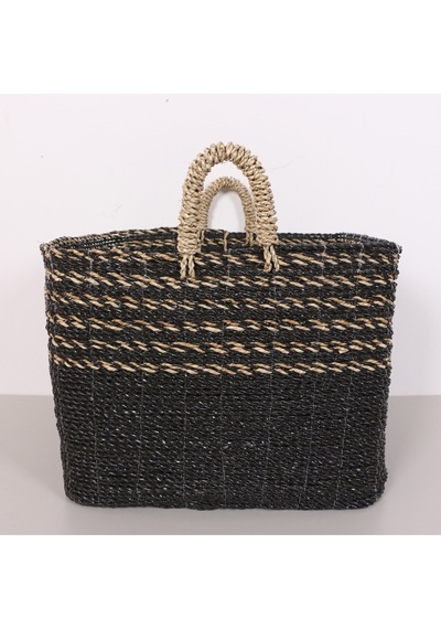 Karadeniz Muz Lif El Yapımı Yuvarlak Büyük Sepet 47x50x45 Cm Siyah