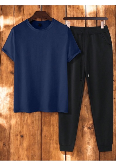Uyguntarz Unisex Outer Banks Tasarım Basklı Tshirt Eşofman Takımı Lacivert