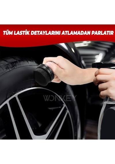 Wonkey - Oto Lastik Parlatma Aparatı Ergonomik Araba Lastik Parlatıcı Süngeri Ve Uygulama Pedi, Araç Lastik Bakım Ve Parlatma Aksesuarı