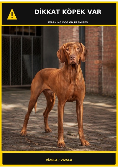 Dikkat Köpek Var Vizsla Görselli Pvc Uyarı Levhası 50x70cm
