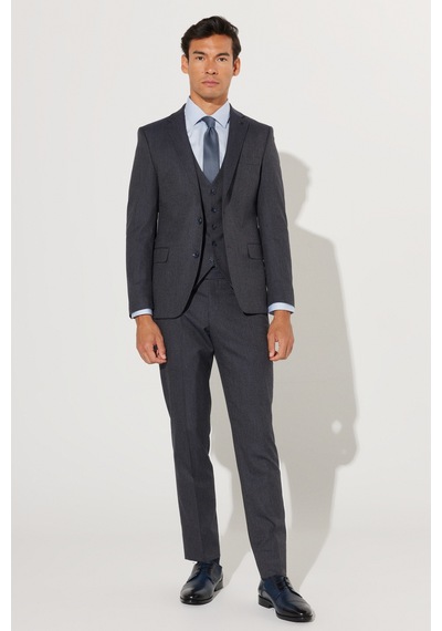 Ac&Co / Altınyıldız Classics Erkek Lacı Grı Slim Fit Dar Kesim Mono Yaka Desenli Yünlü Yelekli Takım Elbise Lacı Grı Lacivert - Gri Ac&Co / Altınyıldız Classics Erkek Lacı Grı Slim Fit Dar Kesim Mono Yaka Desenli Yünlü Yelekli Takım Elbise Lacı Grı Lacivert - Gri