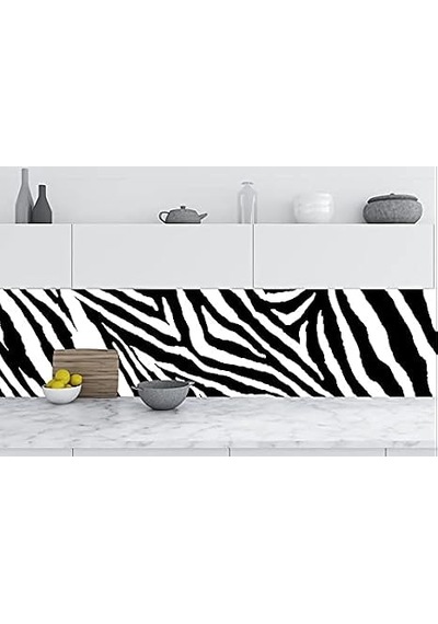 Mutfak Tezgah Arası Folyo Fayans Kaplama Folyosu Zebra Desen 60 X 300 Çok Renkli