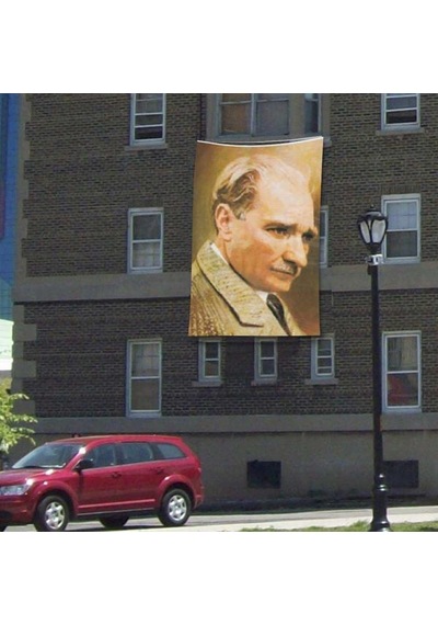 Mustafa Kemal Atatürk Yan Portre Cephe Posteri -300x450cm - 3x4,5 Metre 1