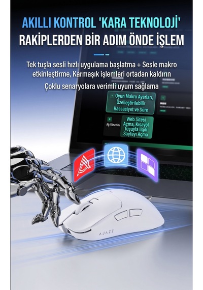 Aj200 Nl Aı Yapay Zeka Sesli Komut Destekli Near-link 3 Modlu Kablosuz Oyuncu Mouse Diğer