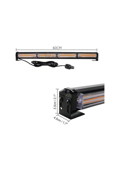 Turuncu Tepe Çakar Bar Led 60cm 12-24v Off Road Çekici Traktör İkaz Lambası Çakar 15 Modlu