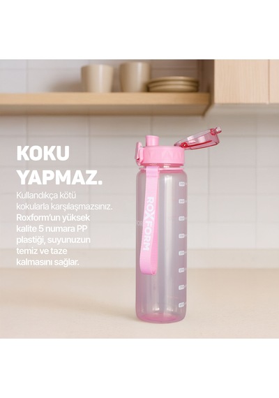 Roxform Suluk Matara 1100 Ml, Premium Pp Malzeme, Sağlıklı Bpa & Bps İçermez, Kılıflı, Çift Kapaklı, Koku Yapmaz, Sızdırmaz Ve Dayanıklı, Pembe Pembe