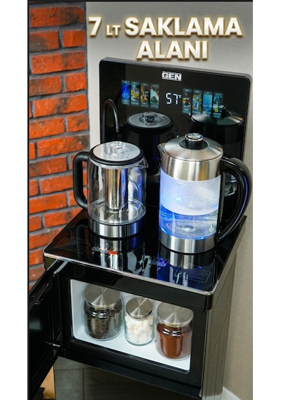 GEN 1412 Tea Or Coffee Çay - Türk Kahvesi - Filtre Kahve - Soğuk Su ve Sıcak Su - Akıllı Su Sebili - Çay Kahve Makinesi