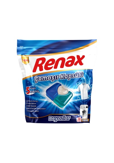 Renax Çamaşır Kapsülü Beyazlar 30'lu 480 G - 8 Adet Tarı