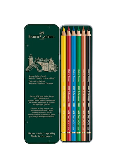 Polychromos Boya Kalemi,6'lı,yüksek Kaliteli Pigment,suya Dayanıklı,kolay Kırılmaz Çok Renkli