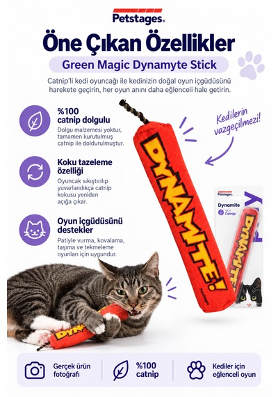 Petstages Magic Dinamit Şeklinde Catnip Li Kedi Çiğneme Oyuncağı