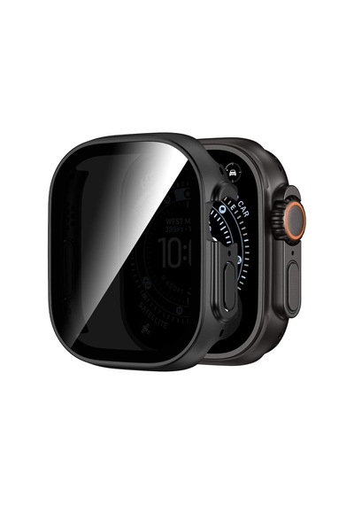 Caseonn Apple Watch Uyumlu Ultra Kılıf Hayalet Ekranlı Anti-spy Gizlilik Korumalı Bumper Kasa Siyah