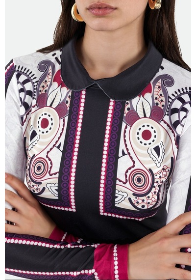 Hiccup Msn Desenli Bodycon Midi Elbise Çok renkli