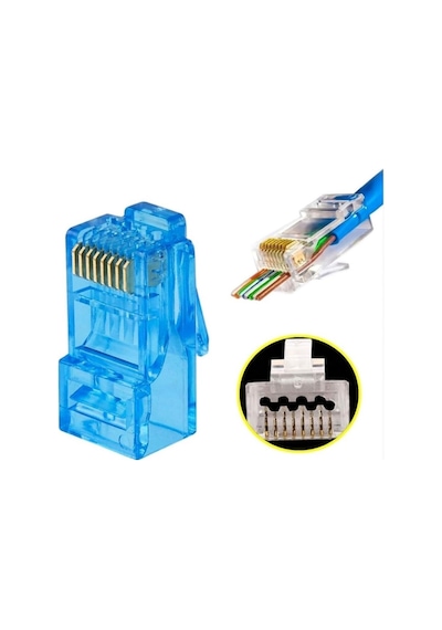 Electroon Mavi Cat6 Ezrj45 Açık Uçlu Soket 8p/8c - 100adet