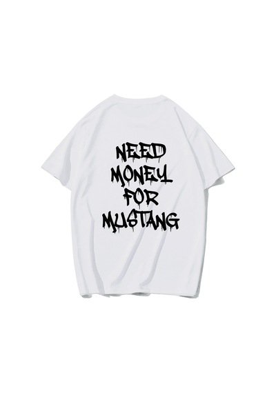 Brz Collectıon Brz Collection Unisex Oversize Mustang Need Money For Mustang T-shirt Beyaz