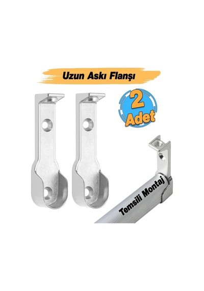 2 Adet Uzun Askı Flanşı Dolap Boru Sabitleme Kıyafet Elbise Askı Flanş Aparatı Krom 70 Mm Diğer
