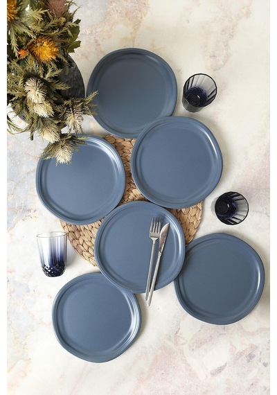 Mat Mavi Bloom Pasta Tabağı 24 Cm 6 Adet 399 Çok Renkli