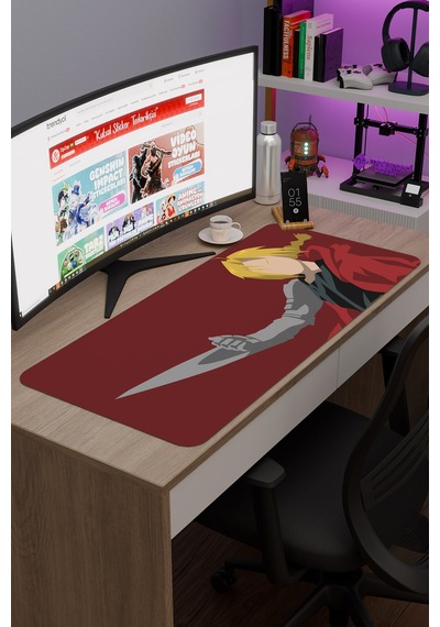 Fullmetal Alchemist Anime V3 - 90x40 Xxl Gaming Kauçuk Kaymaz Taban Mouse Pad Fare Altlığı