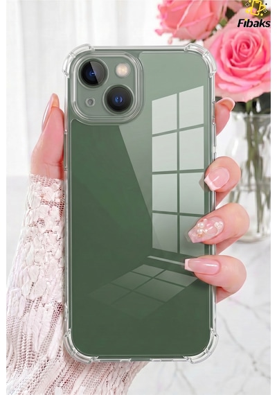 Fibaks iPhone 15 Uyumlu Kılıf Antishock Darbe Emici Kamera Korumalı Yumuşak Esnek Şeffaf Silikon Kapak