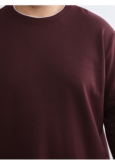 Lcw Vision Bordo Bisiklet Yaka Erkek Kalın Sweatshirt