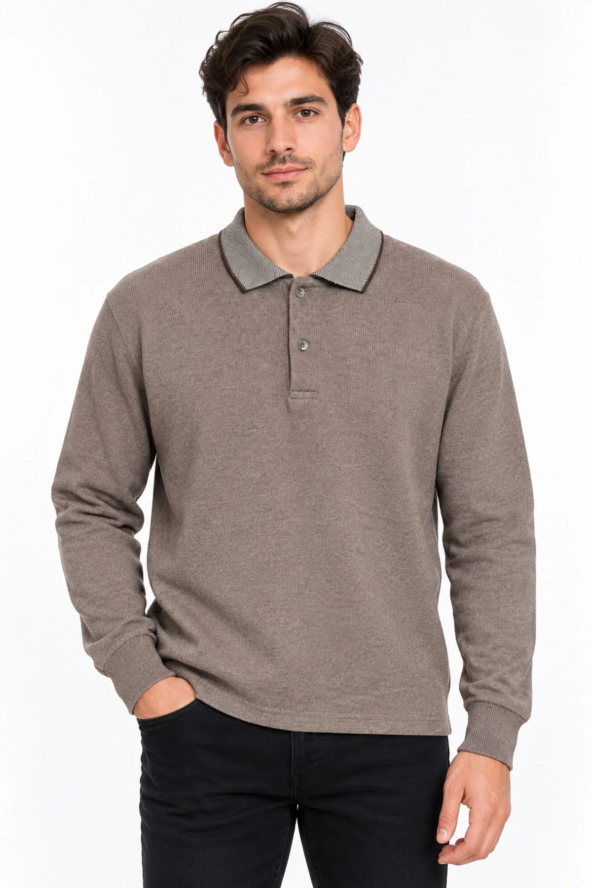 Neco Giyim Erkek Polo Yaka Regular Fit Klasik Kesim Selanik Kumaş Kazak Sweatshirt Şık Günlük Basic Üst Giyim Açık Kahverengi Neco Giyim Erkek Polo Yaka Regular Fit Klasik Kesim Selanik Kumaş Kazak Sweatshirt Şık Günlük Basic Üst Giyim Açık Kahverengi