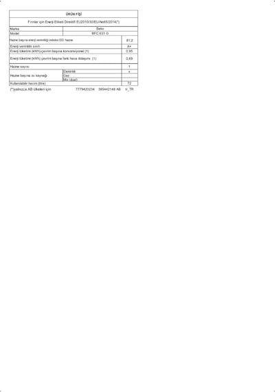 Beko BFC 631 G Beyond Serisi 72 LT Ankastre FitFry Fırın